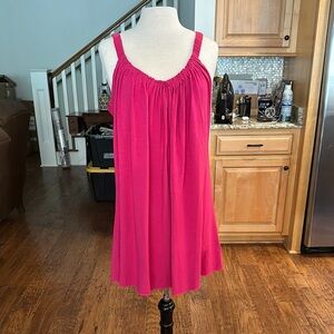 VENUS Pink Swim Coverup with Elegant Pleated Neckline